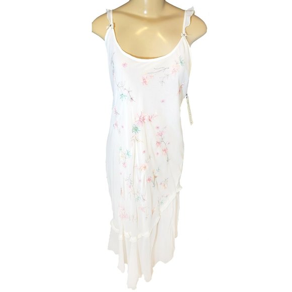 💕 New Vintage White Floral Embroidered Linea Donatella Slip Chemise & Robe Set - Picture 10 of 15